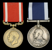 A Bronze Sea Gallantry Medal pair awarded to Stoker Petty Officer P. J. Farrell, Royal Navy, for his part in the...