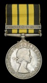 Family group:

Africa General Service 1902-56, 1 clasp, Kenya (22860793 Pte R. G. Lewis. Buffs) in named card box...