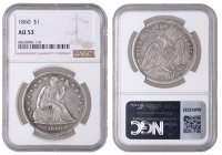 United States of America, Dollar, 1860, Philadelphia (KM 71). Toned, good very fine [Graded by NGC as AU 53]	...
