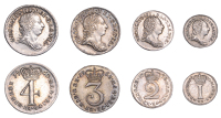 George III (1760-1820), Pre-1816 issues, Maundy ‘Set’, mixed dates, Fourpence, 1763, Threepence, 1762, Twopence,...
