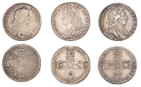 Charles II, Halfcrown, 1670, third bust, edge vicesimo secvndo (ESC 453; S 3365); William III, Halfcrown, 1697b,...