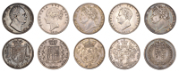 George IV, Halfcrowns (2), 1821, 1823, 1825 (ESC 2360, 2365, 2371; S 3807, 3808, 3809); William IV, Halfcrown, 1836...