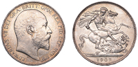 Edward VII (1901-1910), Crown, 1902, edge ii (ESC 3560; S 3979). Light hairlines, otherwise nearly extremely fine,...