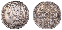 George II (1727-1760), Halfcrown, 1745, 5 over 5, roses, edge decimo nono (ESC 1686; S 3694). Nearly very fine, some...