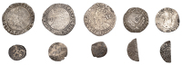 Elizabeth I, Fifth issue, Sixpence, 1578, mm. Greek cross, 2.85g/1h (N 1997; S 2572); Charles I, Tower mint,...