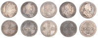 William III, Shillings (5), 1696e, 1697 (2), 1697b, 1701 (S 3498, 3500, 3509, 3511, 3516) [5]. Fair to nearly very...