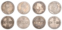 James II, Shilling, 1685 (S 3410); William III, Shillings (3), 1696, 1697, 1697c (S 3497, 3499, 3505) [4]. Generally...