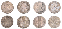 Anne, Shillings (4), 1705, plumes, 1707e, 1708, plumes, 1709 (S 3588, 3608, 3610, 3611) [4]. Fair to nearly very...