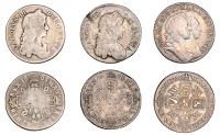 Charles II, Shillings (2), 1663, first bust, 1678, second bust (ESC 506, 542; S 3372, 3375); William and Mary,...