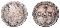 James II (1685-1688), Sixpence, 1687, later shields (ESC 777; S 3413). Toned, fine	 £100-£120