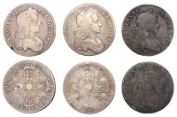Charles II, Crowns (3), 1667, edge decimo nono, 1679 , edge tricesimo primo, 1682/1, edge tertio qvarto (S 3357-9)...