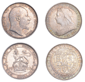 Victoria, Shilling, 1899 (ESC 3164; S 3940A); Edward VII, Shilling, 1902 (ESC 3587; S 3928) [2]. Both prettily toned...