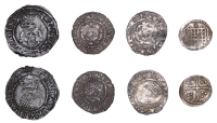 James I, First coinage, Halfpenny, mm. thistle, 0.23g/1h (N 2078; S 2651); Second coinage, Halfgroat, mm. rose,...
