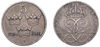 Sweden, Gustaf V, 5 Öre, 1910, Kungsholmen (KM 779.2). Very fine, rare	 £100-£120