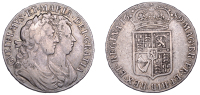 William and Mary (1688-1694), Halfcrown, 1689, first shield, caul only frosted, pearls, edge primo (ESC 831; S...