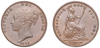 Victoria (1837-1901), Penny, 1841, no colon after reg (BMC 1484; S 3948). Extremely fine, surfaces slightly dulled 	...