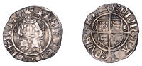 Henry VIII (1509-1547), Second coinage, Penny, Sovereign type, Durham, Bp Tunstall, mm. star on obv. only, cd by...