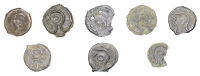 British Iron Age, CANTII, cast Potin Unit, Curved Bull type, outline head left, curved line running vertically...