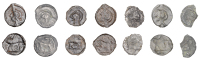 British Iron Age, CANTII, cast Potin Unit, Evans Bull type, head of Apollo left, rev. butting bull left, 2.37g/3h...