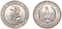 Germany, Weimar Republic, 5 Reichsmark, 1927f, 450th Anniversary of the Tubingen Universary, Stuttgart (Dav. 968; J...