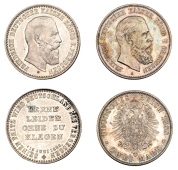 Germany, Prussia, Friedrich III, 2 Mark, 1888a, Berlin (J 98; KM 510); Death of Friedrich III, 1888, a silver medal...