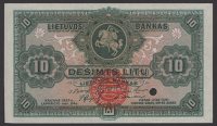 Lietuvos Bankas, specimen 10 Litu, 1927, without serial number, red Bradbury Wilkinson seal at centre, single...