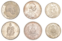 Germany, Prussia, Wilhelm I, Thaler, 1871a, Victory over France, Berlin (J 99; KM 500); Wilhelm II, 3 Mark, 1913a,...