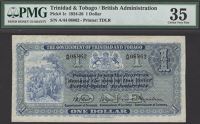 Government of Trinidad and Tobago, $1, 1 January 1924, serial number A/44 08862, Best, Hewetson, and Kernahan...