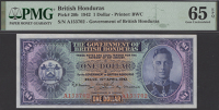 Government of British Honduras, $1, 15 April 1942, serial number A153702, Turnbull, Wolffsohn, and Melhado...