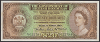 Government of British Honduras, $20, 1 March 1960, serial number E/1 022794, Vickers, Gill & Melhado signatures, a...