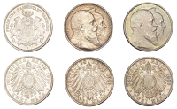 Germany, Baden, Friedrich I, 2 Mark (2), both 1916g, Golden Wedding Anniversary, both Karlsruhe (J 34; KM 276);...