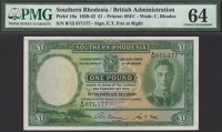 Southern Rhodesia Currency Board, £1, 15 December 1939, serial number B/12 071177, Adams and Fox signatures, in PMG...