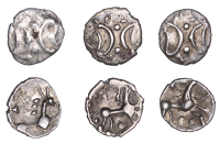 British Iron Age, ICENI, Ecen (c. AD 10-43), silver Half Units (3), Mini Stick Horse type, back to back open...