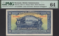 Bermuda Government, £1, 30 September 1927, serial number Q153948, Clay and Smith signatures, in PMG holder 64,...