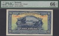 Bermuda Government, £1, 30 September 1927, serial number B/1 269787, Clay and Smith signatures, in PMG holder 66...