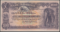Bank of Abyssinia, obverse colour trial 100 Thalers, ND (1915-29), without serial number or signatures, perforated...