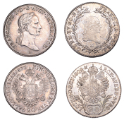 Hungary, Francis II, 20 Kreuzers, 1802b, Kremnica (KM 2139); Francis I, 20 Kreuzers, 1833b, Kremnica (KM 2147) [2]....