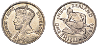 New Zealand, George V, Shilling, 1934 (KM 3). Prettily toned and lustrous, mint state	 £100-£120