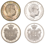 Portugal, Carlos I, 1000 Reis (2), both 1899, Lisbon (Gomes 13.01; KM 540) [2]. One prettily toned, the other...