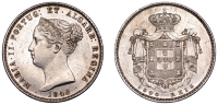 Portugal, Maria II, 1000 Reis, 1845, Lisbon (Gomes 40.05; KM 472). Cleaned, otherwise about extremely fine	 £100-£120