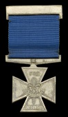 Boy Scouts Association Gallantry Cross, 2nd Class, 2nd issue, silver, unnamed, with integral top silver riband bar,...