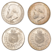 Brazil, Pedro II, 2000 Réis (2), both 1899, Rio de Janeiro (KM 485) [2]. Lustrous, extremely fine	 £100-£120