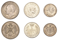 Miscellaneous, MONTENEGRO, Nicholas I, Perper, 1912 (KM 14); SERBIA, Peter I, 2 Dinara, 1912, medal alignment (KM...