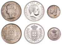 Portugal, Manuel II, 100 Reis, 1910, Lisbon (Gomes 02.03; KM 548); Carlos I, 500 Reis, 1891, Lisbon (Gomes 11.01; KM...
