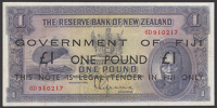 Government of Fiji (on Reserve Bank of New Zealand), £1 emergency issue, 1 August 1934 (1942), serial number 6D...