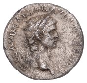 Claudius (41-54), Denarius, 44, laureate head right, ti clavd caesar avg p m [tr p iiii], rev. Pax/Nemesis advancing...