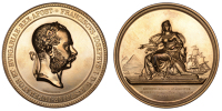 Austria, Visit of Franz Joseph I to Egypt and the Opening of the Suez Canal, 1869, a restrike gilt-copper medal by...