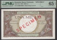 Banca Nationala a Romaniei, specimen 1000 Lei, 25 June 1936, serial number D.0000 0000, red SPECIMEN overprints, in...