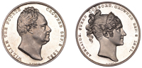 William IV, Coronation, 1831, a silver medal by W. Wyon [after F. Chantrey], bust right, rev. diademed head of Queen...