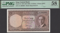 Central Bank of Iraq, 1/2 Dinar, 1947 (First Issue), serial number 1/A 566260, Hafedh signature, in PMG holder 58,...